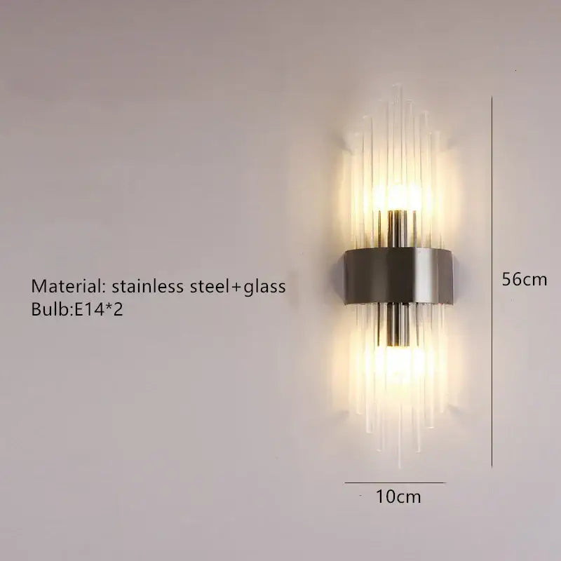 Modern gold crystal led wall lamp bedroom sconce