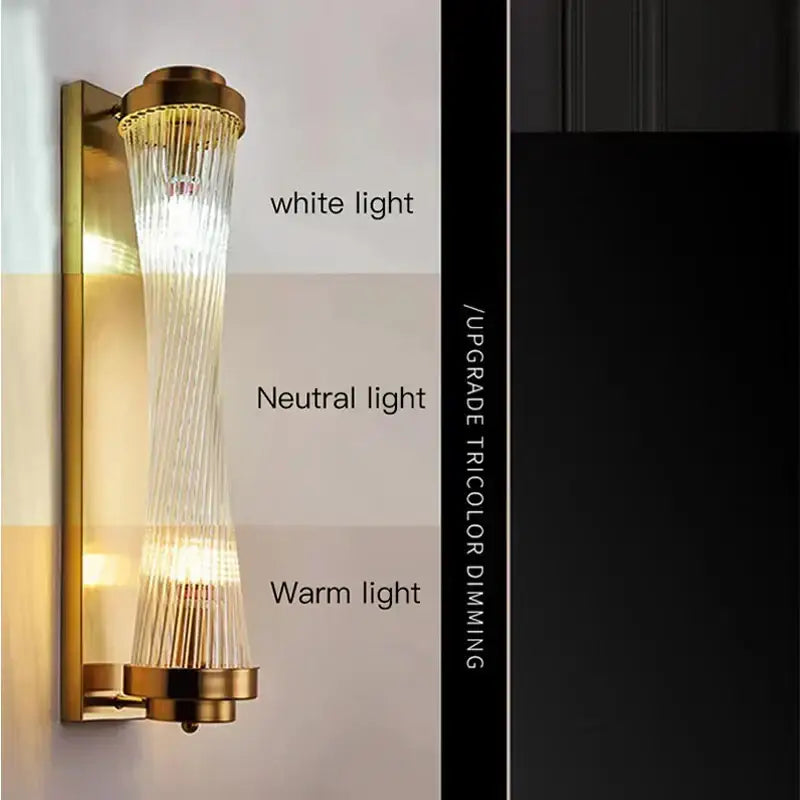 Modern gold crystal led wall lamp bedroom sconce
