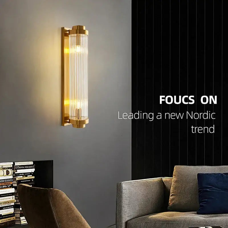 Modern gold crystal led wall lamp bedroom sconce