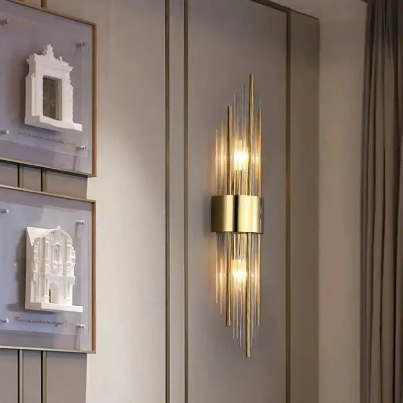 Modern gold crystal led wall lamp bedroom sconce
