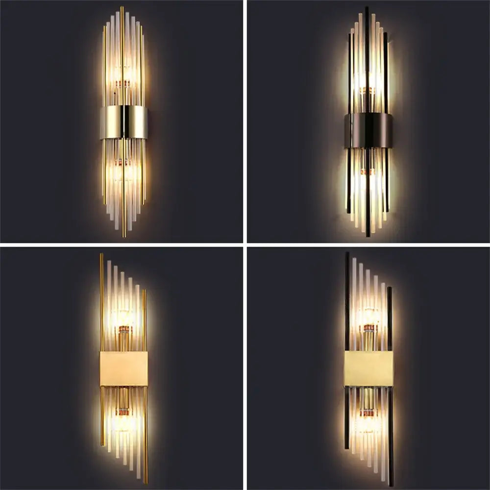 Modern gold crystal led wall lamp bedroom sconce