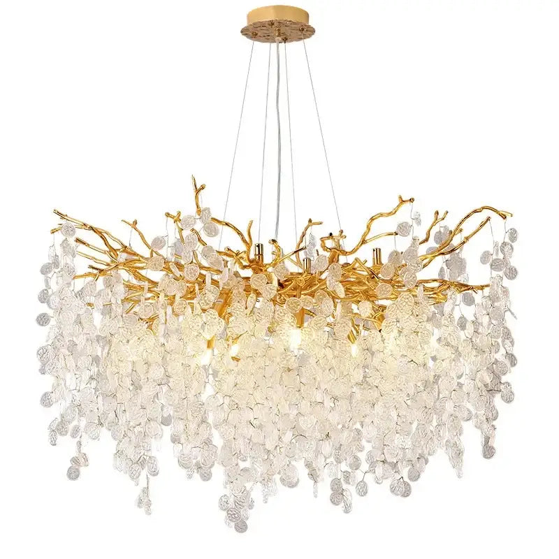Modern gold crystal money tree chandelier living room light