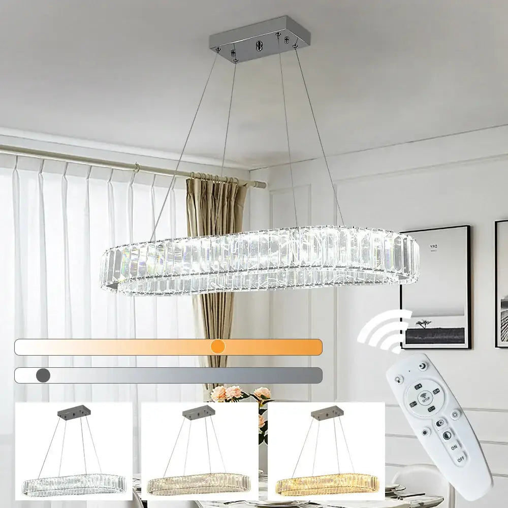 Modern gold crystal oval led chandelier for living room