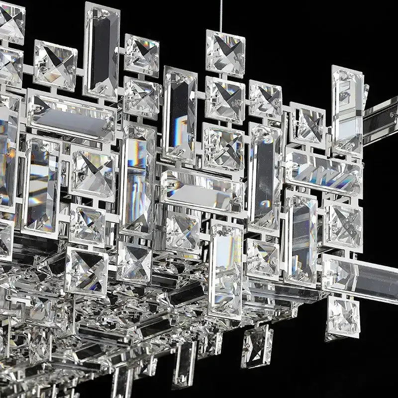Modern gold crystal pendant chandelier dining room layered light