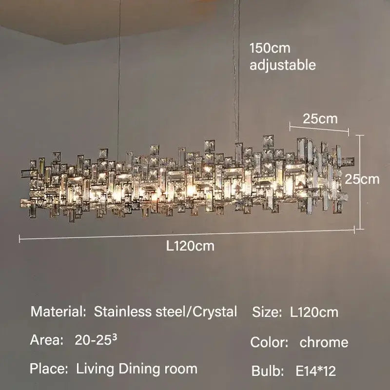 Modern gold crystal pendant chandelier dining room layered light
