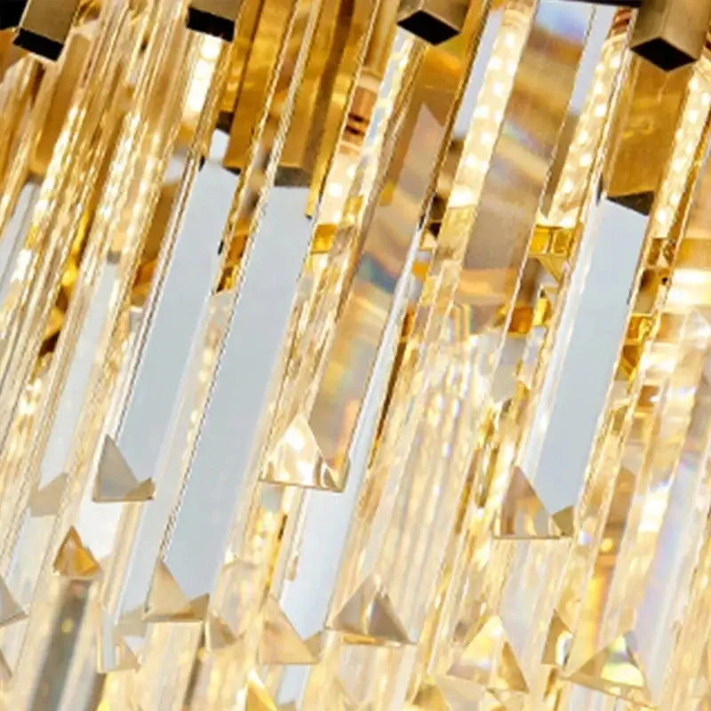 Modern gold crystal pendant chandelier dining room tiered droplets