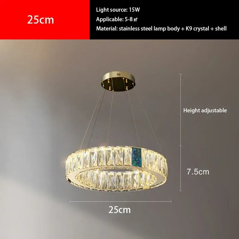 Modern gold crystal pendant chandelier led dining room light