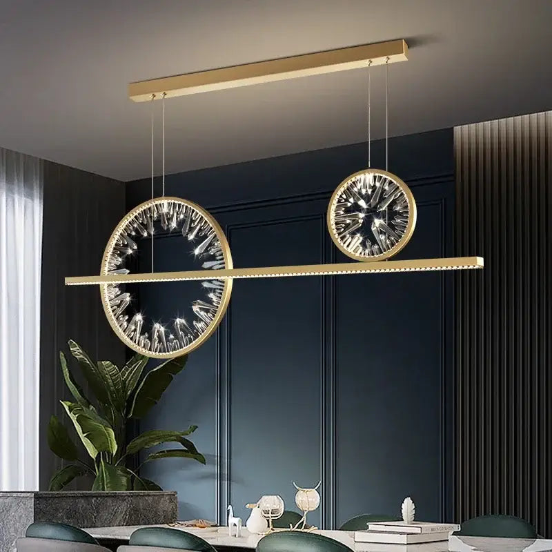 Modern gold crystal ring chandelier living room pendant light