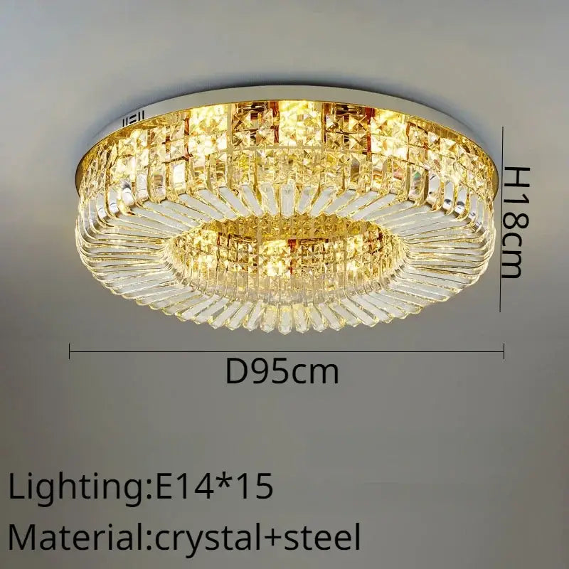 Modern gold crystal ring led ceiling lamp living room chandelier