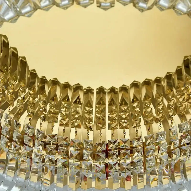 Modern gold crystal ring led ceiling lamp living room chandelier