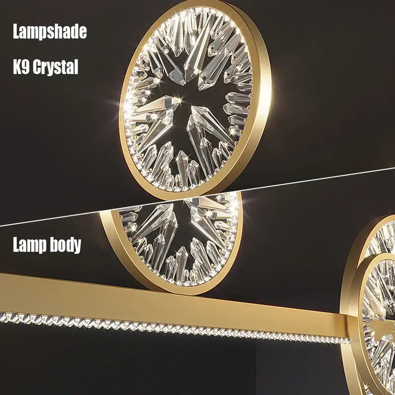 Modern gold crystal ring led chandelier dining room pendant light