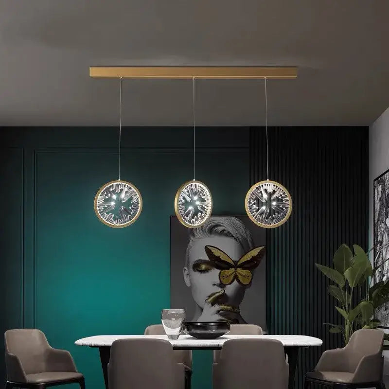 Modern gold crystal ring led chandelier dining room pendant light