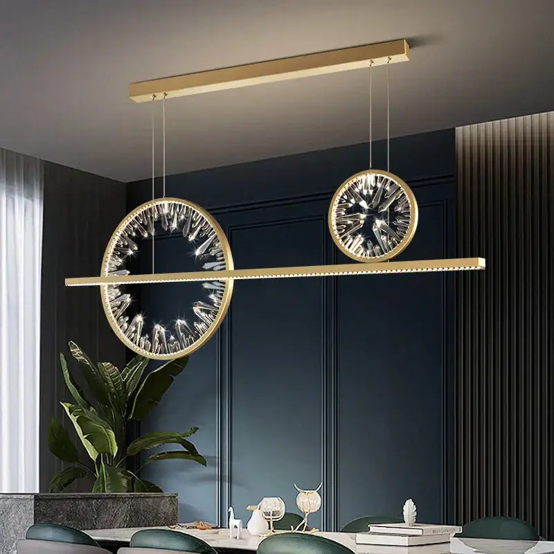 Modern gold crystal ring led chandelier dining room pendant light