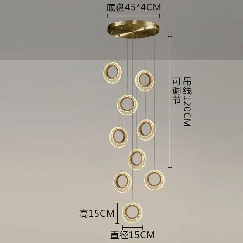 Modern gold crystal ring led chandelier kitchen hanging lamp
