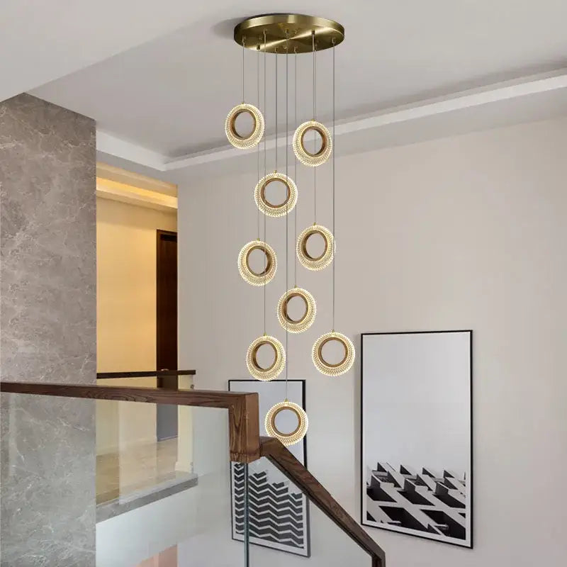 Modern gold crystal ring led chandelier kitchen hanging lamp