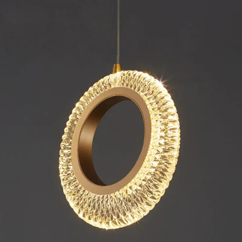 Modern gold crystal ring led chandelier kitchen hanging lamp