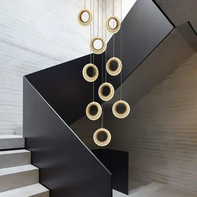 Modern gold crystal ring led chandelier kitchen hanging lamp