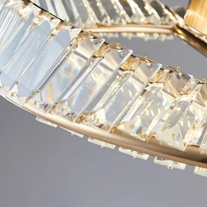 Modern gold crystal rings led ceiling light for living room