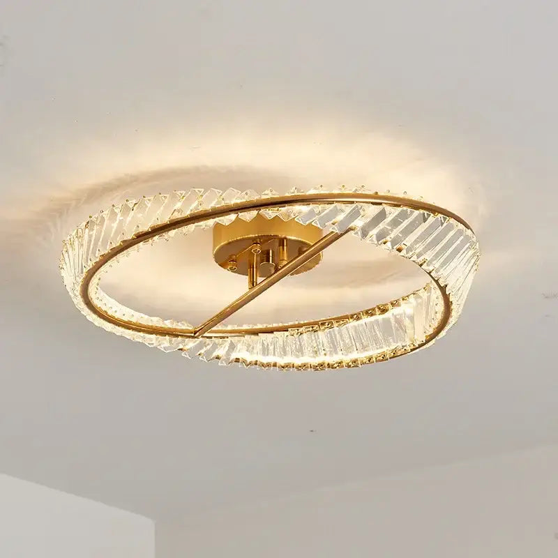 Modern gold crystal rings led ceiling light for living room