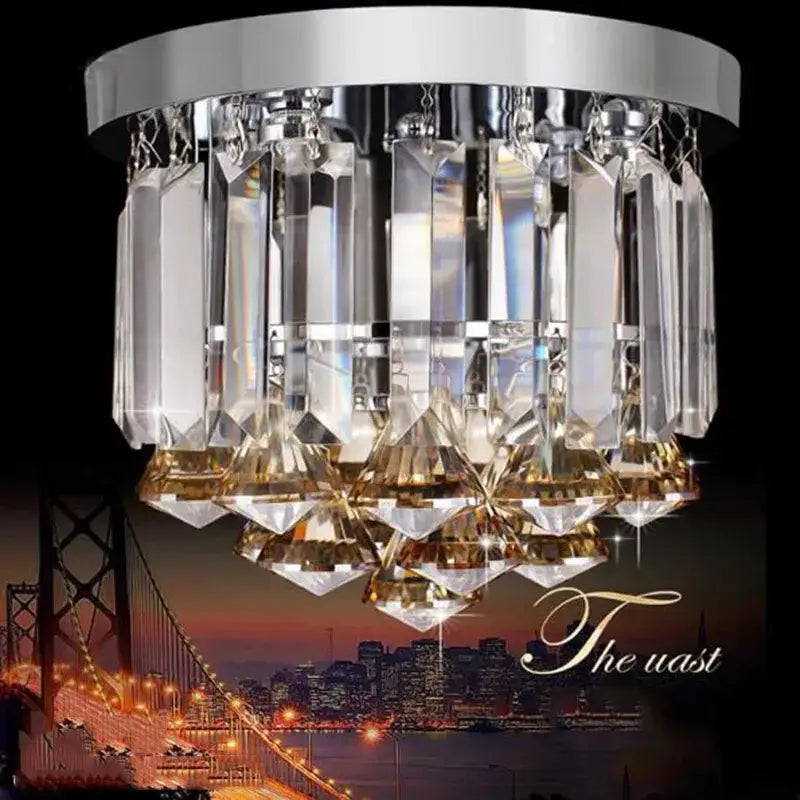 Modern gold crystal round ceiling lights for luxe living room