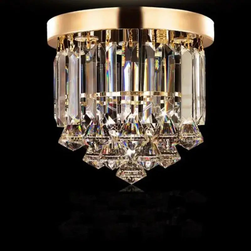 Modern gold crystal round ceiling lights for luxe living room