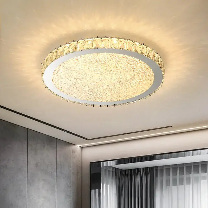 Modern gold crystal round led ceiling light living room