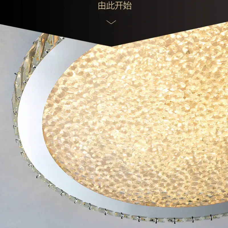 Modern gold crystal round led ceiling light living room