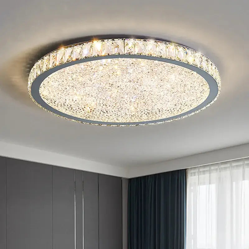 Modern gold crystal round led ceiling light living room
