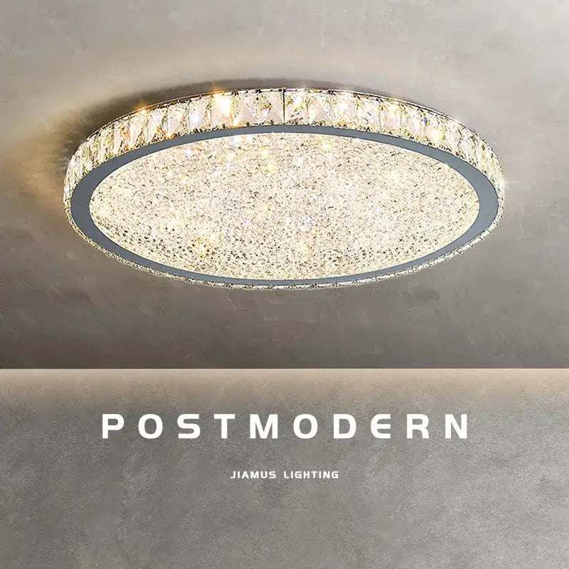 Modern gold crystal round led ceiling light living room