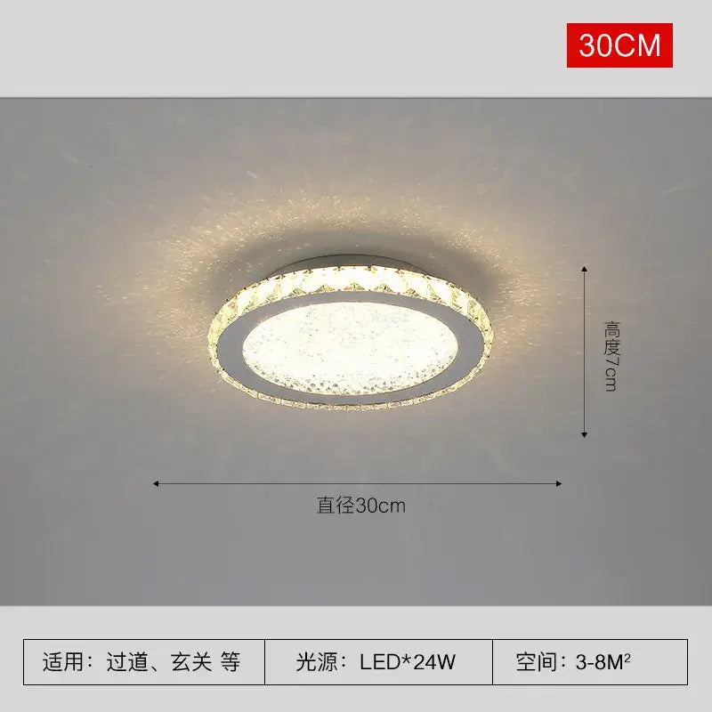 Modern gold crystal round led ceiling light living room