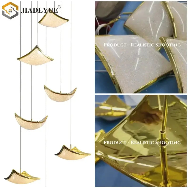 Modern gold crystal sand staircase chandelier dining room light