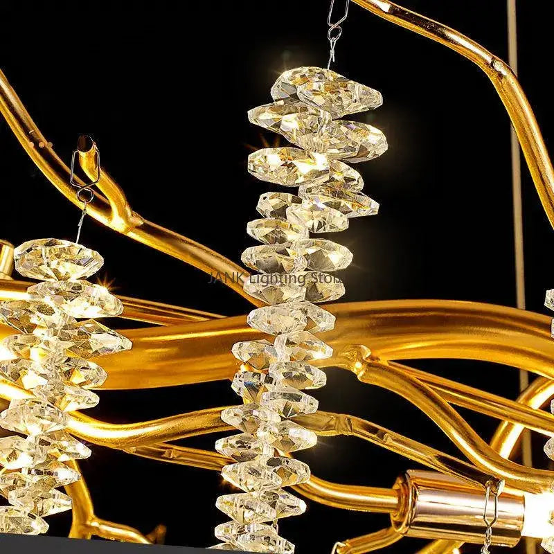 Modern gold crystal tassel pendant chandelier dining room lighting