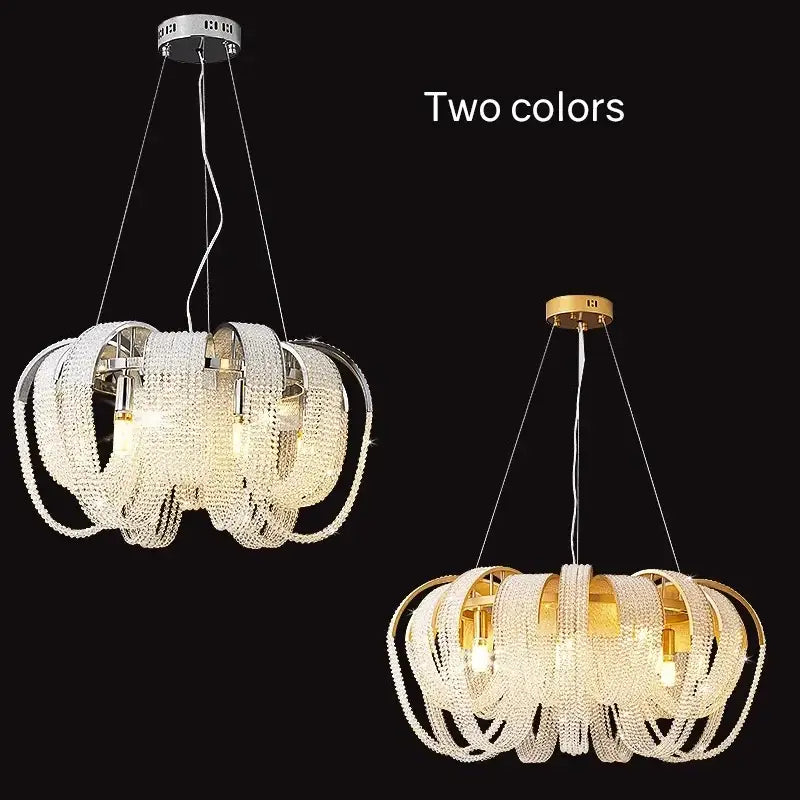 Modern gold crystal tassels led chandelier dining room light