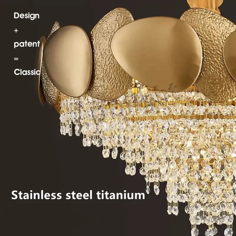 Modern gold crystal tassels led pendant chandelier for dining room