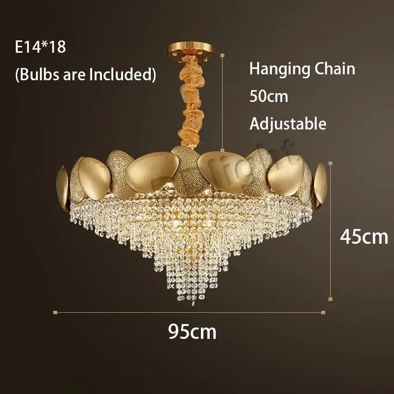 Modern gold crystal tassles led pendant chandelier living room