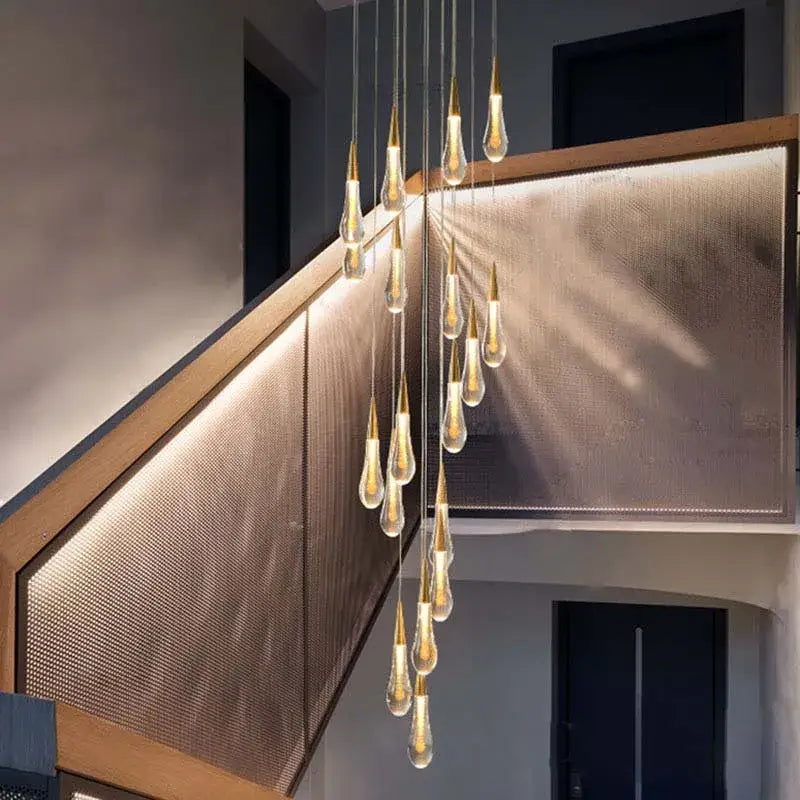 Modern gold crystal tear drop led pendant light dining room