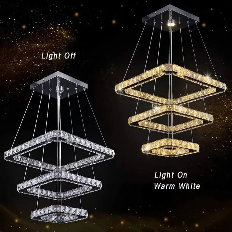 Modern gold crystal triangle chandelier for living room