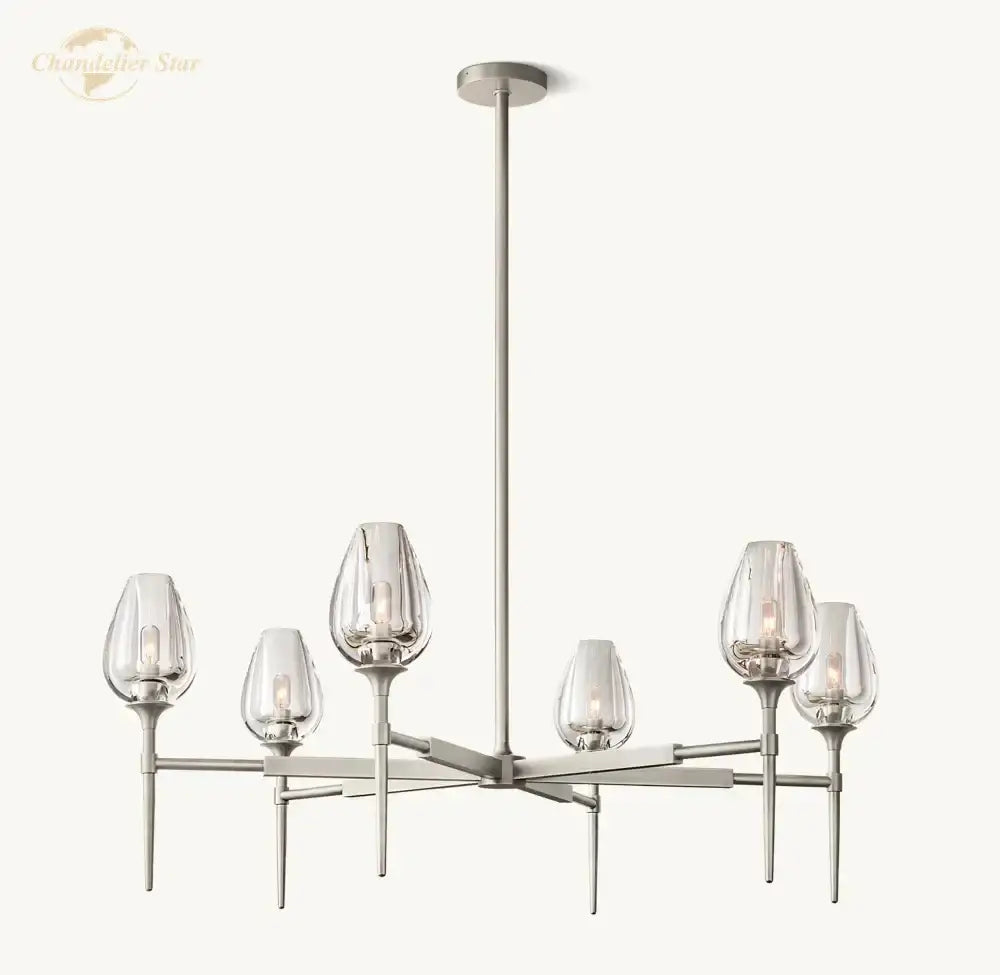 Modern gold crystal tulip chandelier pendant light dining room