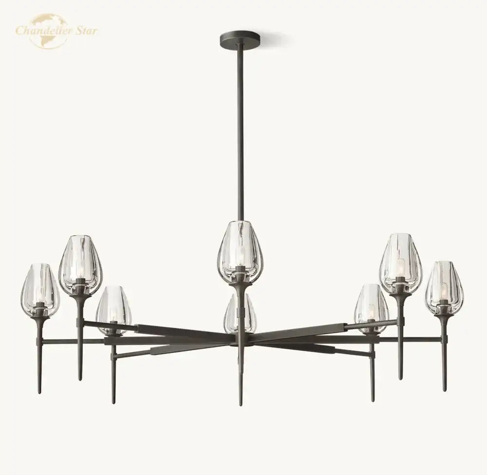 Modern gold crystal tulip chandelier pendant light dining room