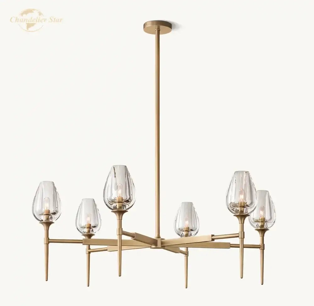 Modern gold crystal tulip chandelier pendant light dining room