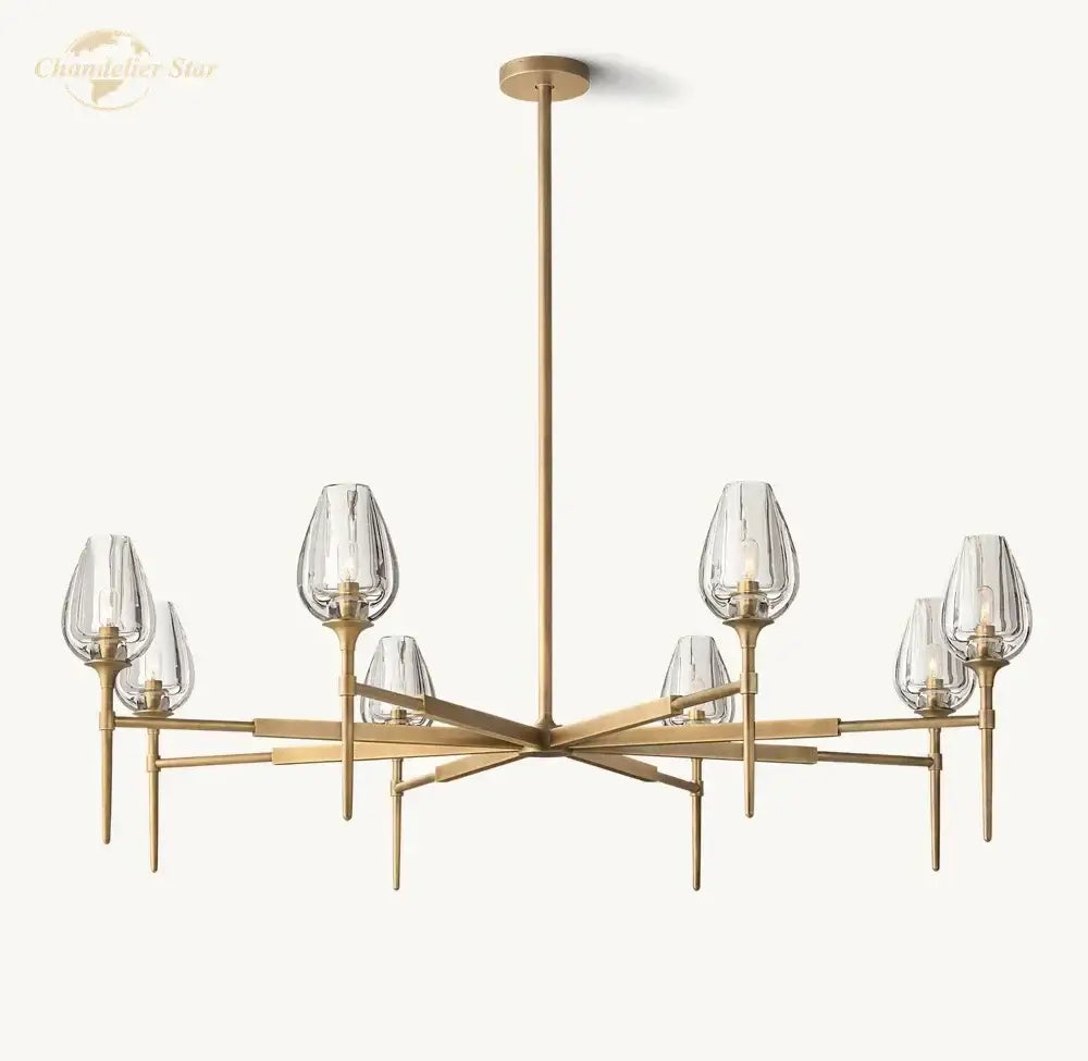 Modern gold crystal tulip chandelier pendant light dining room
