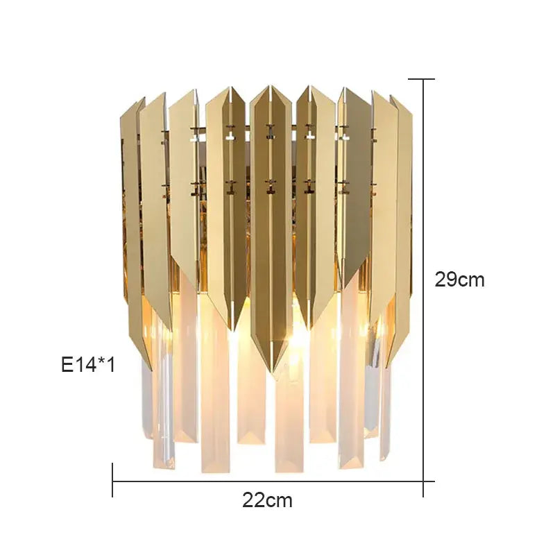 Modern gold crystal wall lamp bedroom metallic sconce
