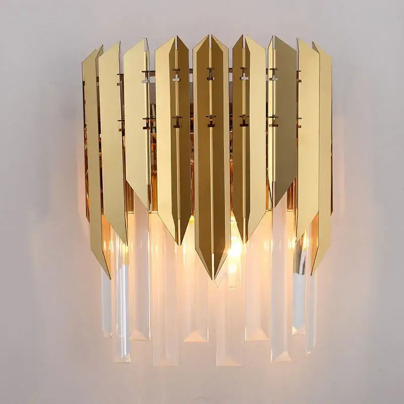 Modern gold crystal wall lamp bedroom metallic sconce