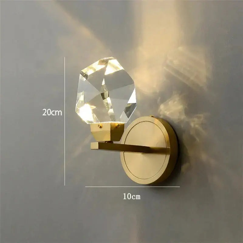 Modern gold crystal wall lamp bedroom slender led sconce