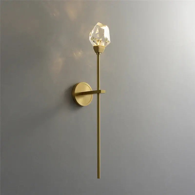 Modern gold crystal wall lamp bedroom slender led sconce