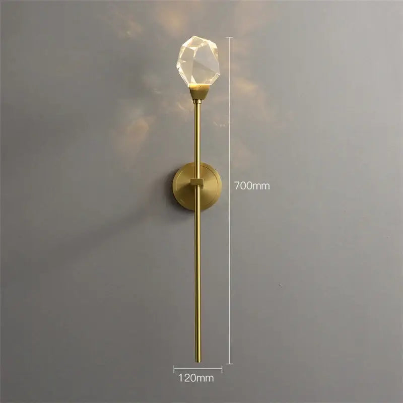 Modern gold crystal wall lamp bedroom slender led sconce