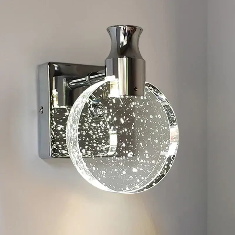Modern gold crystal wall lamp for bedroom with clear glass shade