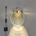 Modern gold crystal wall lamp living room glass globe sconce