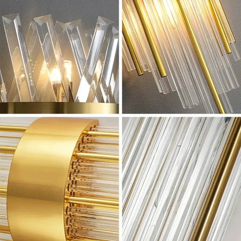 Modern gold crystal wall lamp living room glass sconce