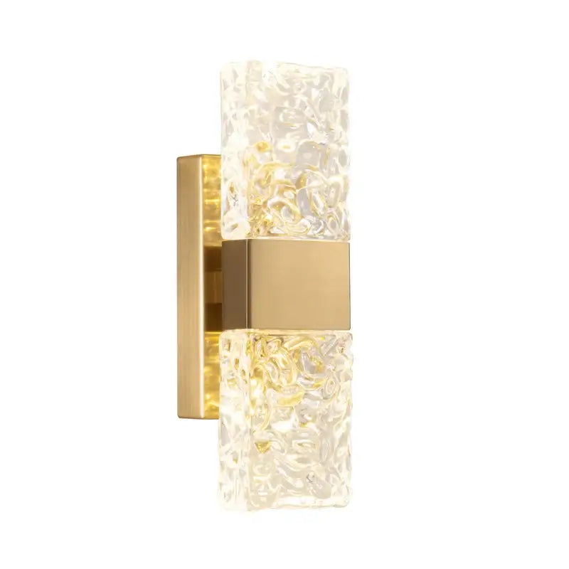 Modern gold crystal wall lamp living room textured glass sconce